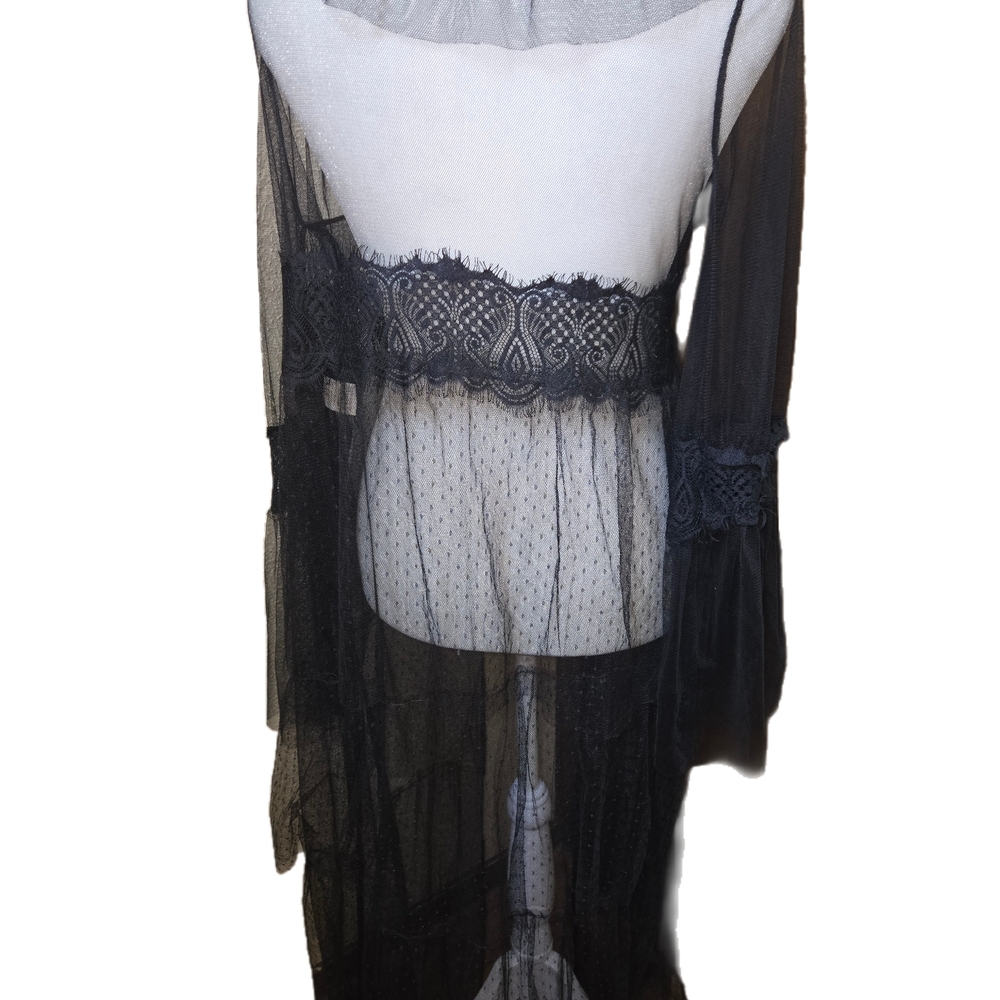 Source Unknown Black Sheer Robe Intimates Sleepwear - Picture 2 of 4